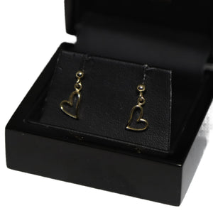9ct Yellow Gold Stylised Heart Drop Earrings