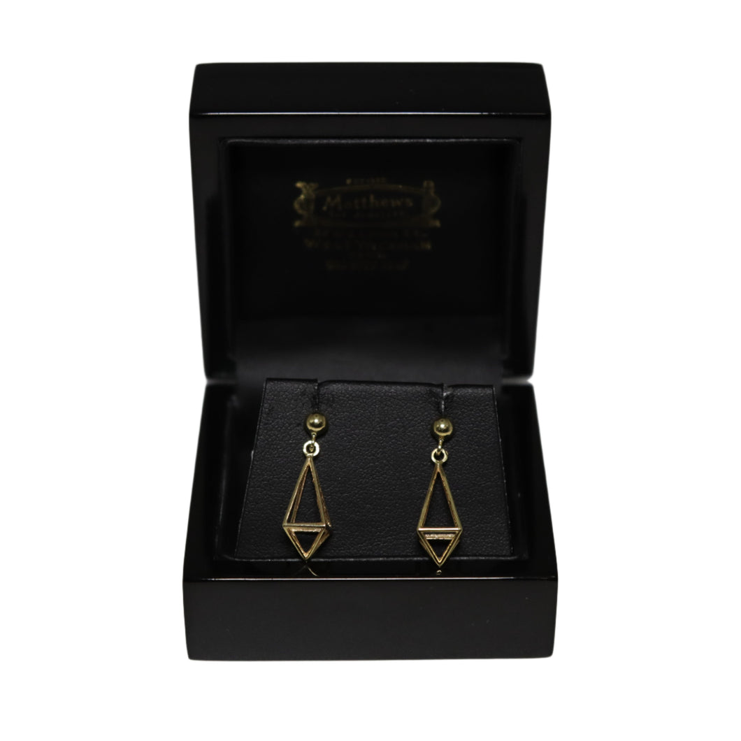 9ct Yellow Gold Wire 3D Kite from Ball Drop Earrings
