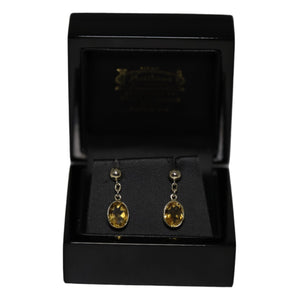 9ct Yellow Gold Rub Set Citrine from Chain Button Drop Earrings