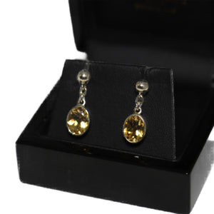 9ct Yellow Gold Rub Set Citrine from Chain Button Drop Earrings