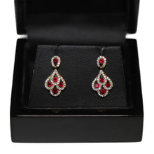 Load image into Gallery viewer, 18ct Yellow Gold Ruby and Diamond Peacock Tail Drop Earrings
