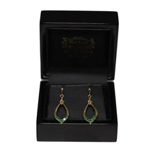 Load image into Gallery viewer, 9ct Yellow Gold Tear Drop Loop Emerald Earrings
