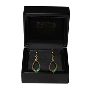 9ct Yellow Gold Tear Drop Loop Emerald Earrings