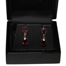 Load image into Gallery viewer, 9ct Rose Gold Double Oval Garnet Drop Earrings
