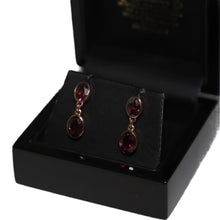 Load image into Gallery viewer, 9ct Rose Gold Double Oval Garnet Drop Earrings
