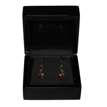 Load image into Gallery viewer, 9ct Yellow Gold with 4 Ruby Charms Drop Earrings
