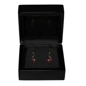 9ct Yellow Gold with 4 Ruby Charms Drop Earrings