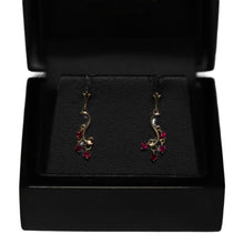 Load image into Gallery viewer, 9ct Yellow Gold with 4 Ruby Charms Drop Earrings
