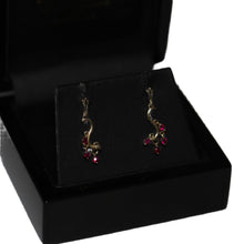 Load image into Gallery viewer, 9ct Yellow Gold with 4 Ruby Charms Drop Earrings
