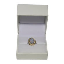 Load image into Gallery viewer, 18ct Yellow and White Gold Oval Opal and Diamond Cluster Ring
