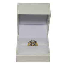 Load image into Gallery viewer, 18ct Yellow Gold Art Deco Style Diamond Shape Head with Central Opal Ring
