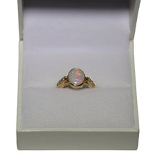 Load image into Gallery viewer, 18ct Rose Gold Oval Rub Set Opal with Diamond Shoulders Ring
