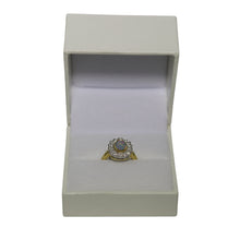 Load image into Gallery viewer, 18ct Yellow Gold Opal Doublet and Diamond Millgrain Set Cluster Ring
