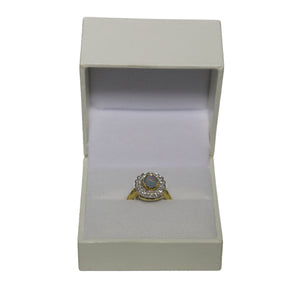 18ct Yellow Gold Opal Doublet and Diamond Millgrain Set Cluster Ring