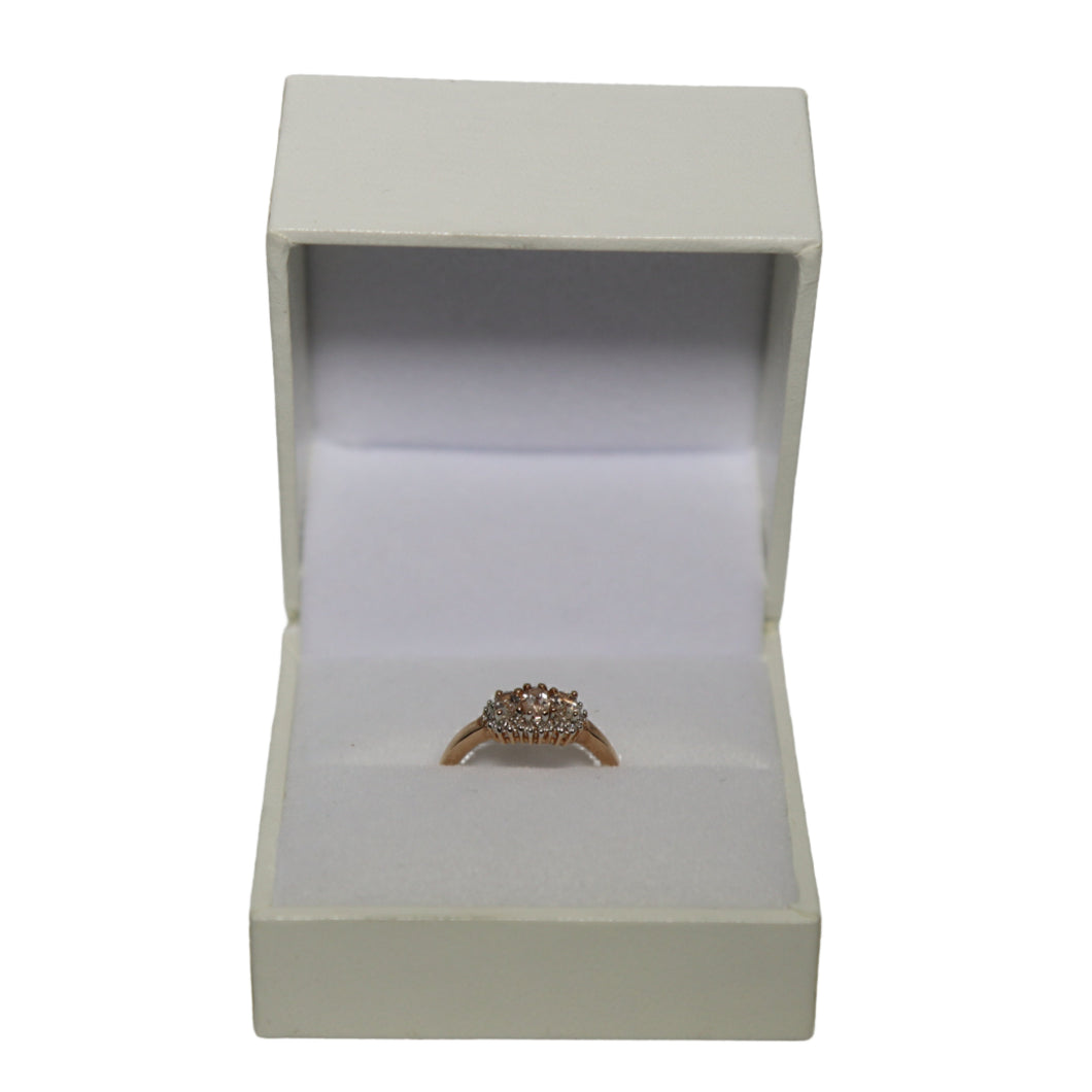 9ct Rose Gold Graduated Morganite and Diamond Cluster Ring