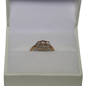 9ct Rose Gold Graduated Morganite and Diamond Cluster Ring