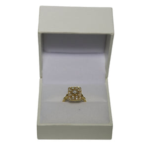 18ct Yellow Gold Rectangular Art Deco Top with Central Diamond Ring