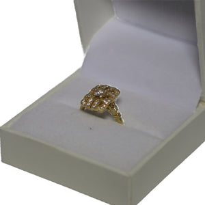 18ct Yellow Gold Rectangular Art Deco Top with Central Diamond Ring