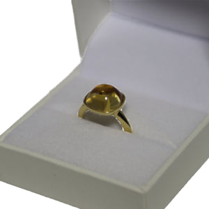 18ct Yellow Gold Cushion Cut Cabochon Citrine Ring