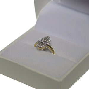 18ct Yellow Gold Art Deco Lozenge Shape Diamond Set Cluster Ring
