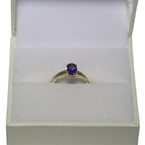 9ct Yellow Gold Claw Set Oval Tanzanite Ring