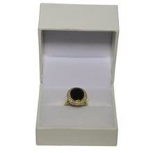 Load image into Gallery viewer, 18ct Yellow Gold Oval Black Sapphire and Diamond Cluster Ring
