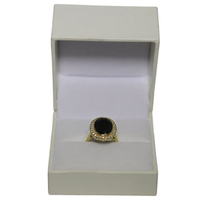 18ct Yellow Gold Oval Black Sapphire and Diamond Cluster Ring