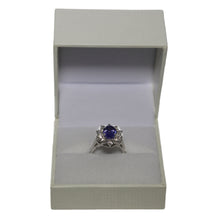 Load image into Gallery viewer, 18ct White Gold Sapphire and Diamond Flower Cluster Ring
