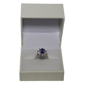 18ct White Gold Sapphire and Diamond Flower Cluster Ring