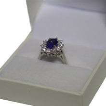 Load image into Gallery viewer, 18ct White Gold Sapphire and Diamond Flower Cluster Ring

