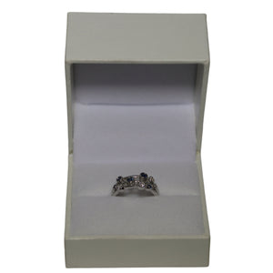 18ct White Gold 3 Band Sapphire and Diamond Bubble Ring
