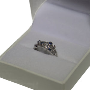 18ct White Gold 3 Band Sapphire and Diamond Bubble Ring