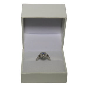 Platinum Millgrain Set Sapphire and Diamond Daisy Cluster Ring