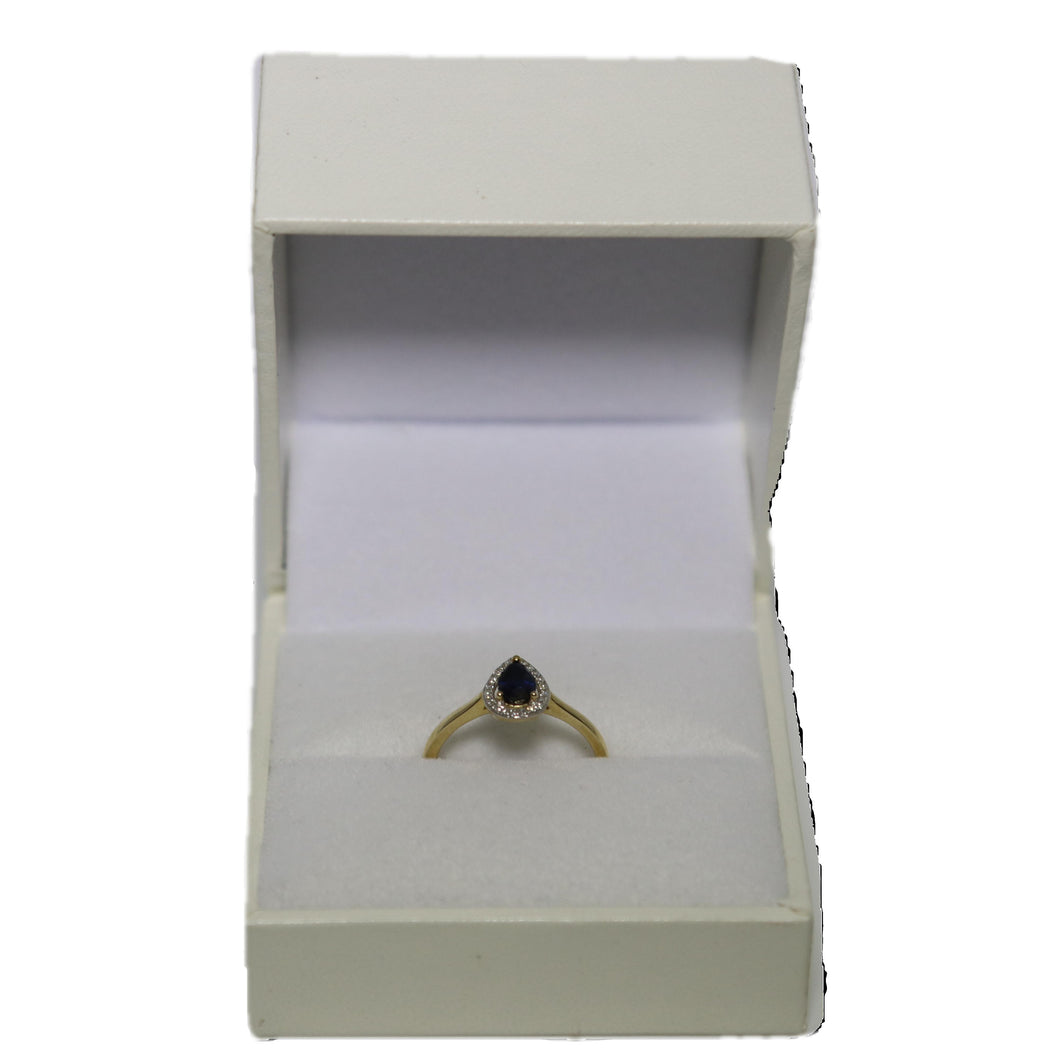 9ct Yellow Gold Tear Drop Sapphire and Diamond Cluster Ring