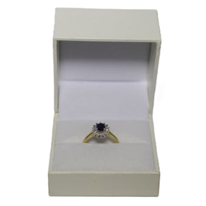 9ct Yellow Gold Oval Sapphire and Diamond Star Cluster Ring