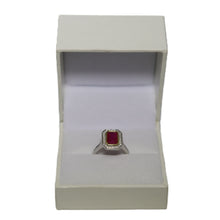 Load image into Gallery viewer, 18ct Yellow and White Gold Rectangular Cut Ruby and Diamond Art Deco Style Cluster Ring

