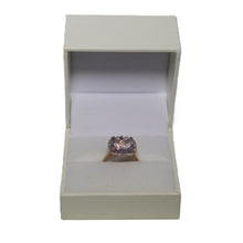 Load image into Gallery viewer, 9ct Rose Gold Cushion Cut Faceted Pink Amethyst and Diamond Cluster Ring
