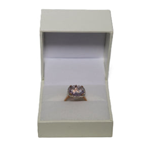 9ct Rose Gold Cushion Cut Faceted Pink Amethyst and Diamond Cluster Ring