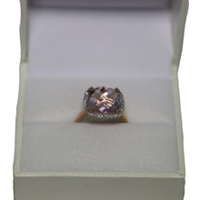 Load image into Gallery viewer, 9ct Rose Gold Cushion Cut Faceted Pink Amethyst and Diamond Cluster Ring
