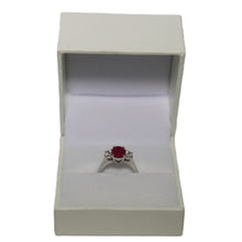 Load image into Gallery viewer, 18ct White Gold Ruby and Diamond 3 Stone Trilogy Ring
