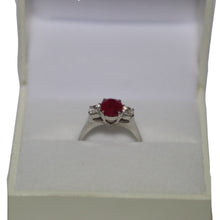Load image into Gallery viewer, 18ct White Gold Ruby and Diamond 3 Stone Trilogy Ring
