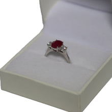 Load image into Gallery viewer, 18ct White Gold Ruby and Diamond 3 Stone Trilogy Ring
