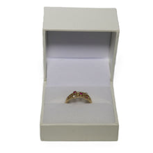 Load image into Gallery viewer, 9ct Yellow Gold 3 Band Ruby and Diamond Bubble Ring
