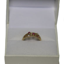Load image into Gallery viewer, 9ct Yellow Gold 3 Band Ruby and Diamond Bubble Ring

