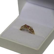Load image into Gallery viewer, 9ct Yellow Gold 3 Band Ruby and Diamond Bubble Ring
