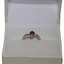 Load image into Gallery viewer, 9ct White Gold Cross Over with Central Ruby Ring
