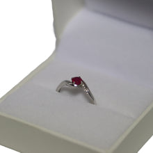Load image into Gallery viewer, 9ct White Gold Cross Over with Central Ruby Ring
