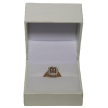 Load image into Gallery viewer, 9ct Rose Gold Rub Set Morganite and Diamond Millgrain Cluster Ring
