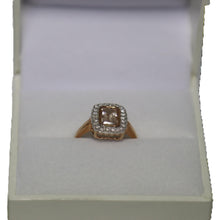 Load image into Gallery viewer, 9ct Rose Gold Rub Set Morganite and Diamond Millgrain Cluster Ring
