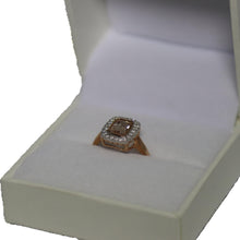 Load image into Gallery viewer, 9ct Rose Gold Rub Set Morganite and Diamond Millgrain Cluster Ring
